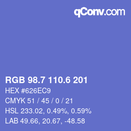 カラーコード: RGB 98.7 110.6 201 | qconv.com