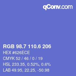 カラーコード: RGB 98.7 110.6 206 | qconv.com