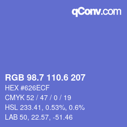 カラーコード: RGB 98.7 110.6 207 | qconv.com