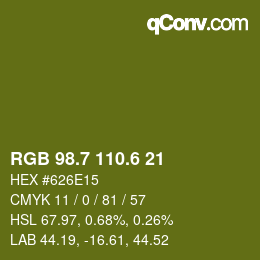 カラーコード: RGB 98.7 110.6 21 | qconv.com