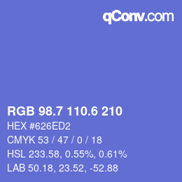 カラーコード: RGB 98.7 110.6 210 | qconv.com
