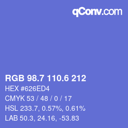 カラーコード: RGB 98.7 110.6 212 | qconv.com