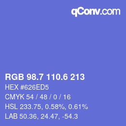 カラーコード: RGB 98.7 110.6 213 | qconv.com