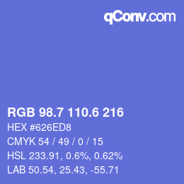 カラーコード: RGB 98.7 110.6 216 | qconv.com
