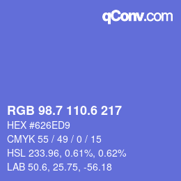 カラーコード: RGB 98.7 110.6 217 | qconv.com