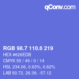 カラーコード: RGB 98.7 110.6 219 | qconv.com