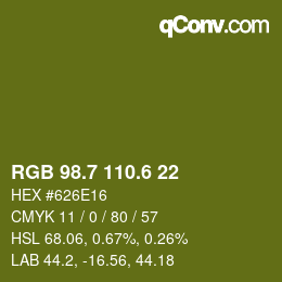 カラーコード: RGB 98.7 110.6 22 | qconv.com