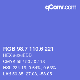 カラーコード: RGB 98.7 110.6 221 | qconv.com