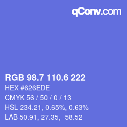 カラーコード: RGB 98.7 110.6 222 | qconv.com