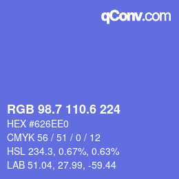 カラーコード: RGB 98.7 110.6 224 | qconv.com