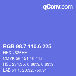 カラーコード: RGB 98.7 110.6 225 | qconv.com