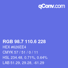 カラーコード: RGB 98.7 110.6 228 | qconv.com