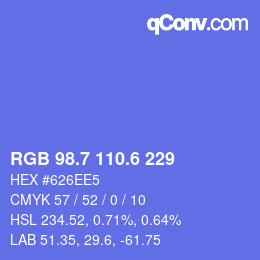 カラーコード: RGB 98.7 110.6 229 | qconv.com