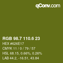 カラーコード: RGB 98.7 110.6 23 | qconv.com