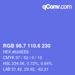 カラーコード: RGB 98.7 110.6 230 | qconv.com