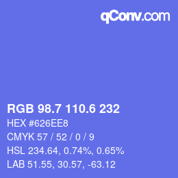 カラーコード: RGB 98.7 110.6 232 | qconv.com