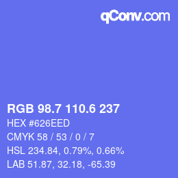 カラーコード: RGB 98.7 110.6 237 | qconv.com