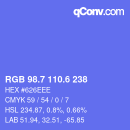 カラーコード: RGB 98.7 110.6 238 | qconv.com