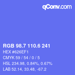 カラーコード: RGB 98.7 110.6 241 | qconv.com