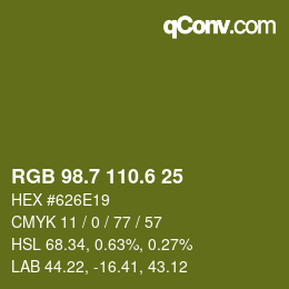 カラーコード: RGB 98.7 110.6 25 | qconv.com