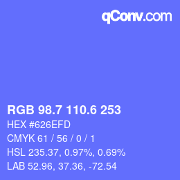 カラーコード: RGB 98.7 110.6 253 | qconv.com