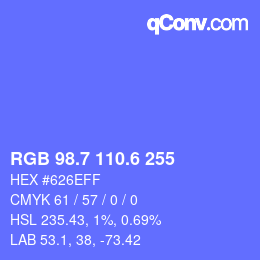 カラーコード: RGB 98.7 110.6 255 | qconv.com