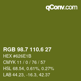 カラーコード: RGB 98.7 110.6 27 | qconv.com