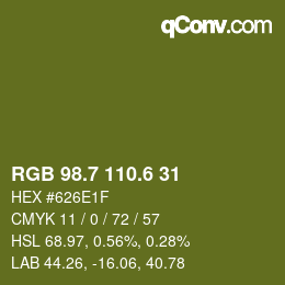カラーコード: RGB 98.7 110.6 31 | qconv.com