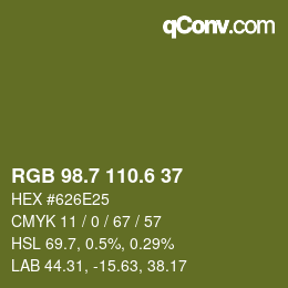 カラーコード: RGB 98.7 110.6 37 | qconv.com