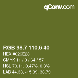 カラーコード: RGB 98.7 110.6 40 | qconv.com