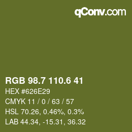 カラーコード: RGB 98.7 110.6 41 | qconv.com