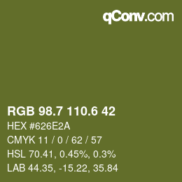 カラーコード: RGB 98.7 110.6 42 | qconv.com