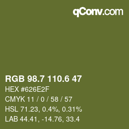 カラーコード: RGB 98.7 110.6 47 | qconv.com
