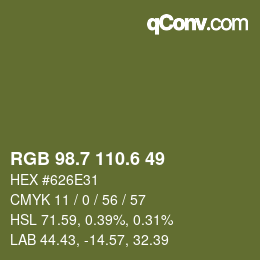 カラーコード: RGB 98.7 110.6 49 | qconv.com