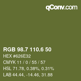カラーコード: RGB 98.7 110.6 50 | qconv.com
