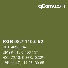 カラーコード: RGB 98.7 110.6 52 | qconv.com