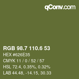 カラーコード: RGB 98.7 110.6 53 | qconv.com
