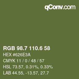 カラーコード: RGB 98.7 110.6 58 | qconv.com