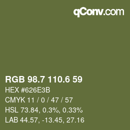 カラーコード: RGB 98.7 110.6 59 | qconv.com