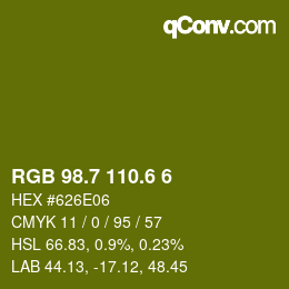 カラーコード: RGB 98.7 110.6 6 | qconv.com
