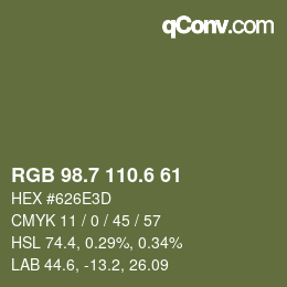 カラーコード: RGB 98.7 110.6 61 | qconv.com