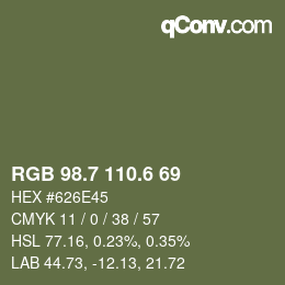 カラーコード: RGB 98.7 110.6 69 | qconv.com