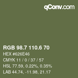 カラーコード: RGB 98.7 110.6 70 | qconv.com
