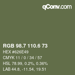 カラーコード: RGB 98.7 110.6 73 | qconv.com