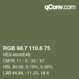 カラーコード: RGB 98.7 110.6 75 | qconv.com