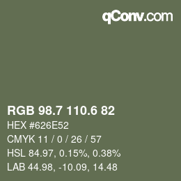 カラーコード: RGB 98.7 110.6 82 | qconv.com