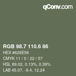 カラーコード: RGB 98.7 110.6 86 | qconv.com