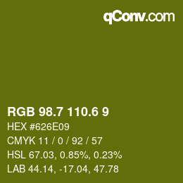 カラーコード: RGB 98.7 110.6 9 | qconv.com