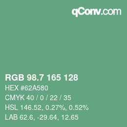 カラーコード: RGB 98.7 165 128 | qconv.com