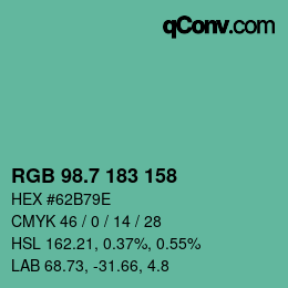 カラーコード: RGB 98.7 183 158 | qconv.com
